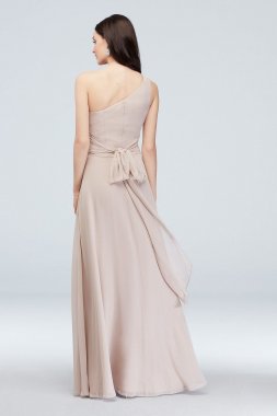 One-Shoulder Ruched Waist Chiffon Bridesmaid Dress F20043