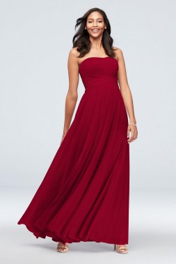 Strapless Mesh Cross Waist Bridesmaid Dress F20051