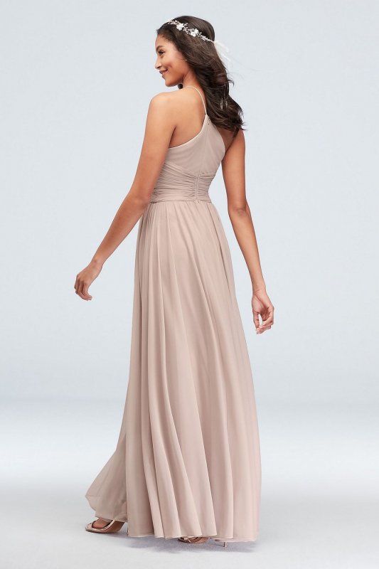 Spaghetti Strap Mesh Cross Waist Bridesmaid Dress F20052