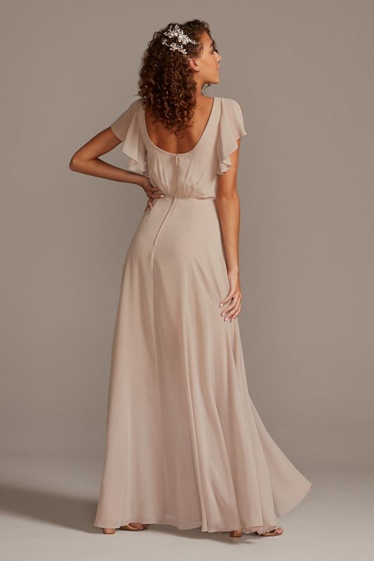 Flutter Sleeve Full Skirt Tall Bridesmaid Dress F20065
