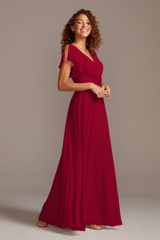 Flutter Sleeve Full Skirt Tall Bridesmaid Dress F20065