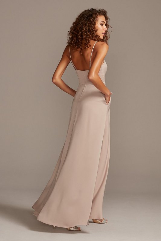 Crepe-Back Satin Spaghetti Strap Bridesmaid Dress F20095