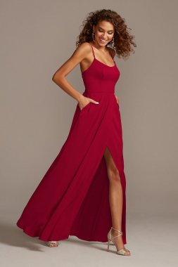 Crepe-Back Satin Spaghetti Strap Bridesmaid Dress F20095
