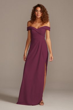 Off-the-Shoulder Stretch Crepe Bridesmaid Dress F20106