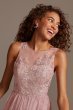 Sleeveless Embroidered Soft Net Bridesmaid Dress F20122