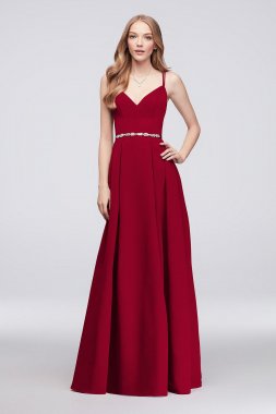 Faille Bridesmaid Ball Gown with Jewel Sash OC290020