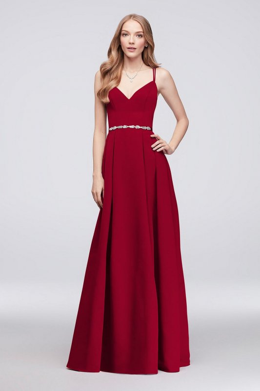 Faille Bridesmaid Ball Gown with Jewel Sash OC290020