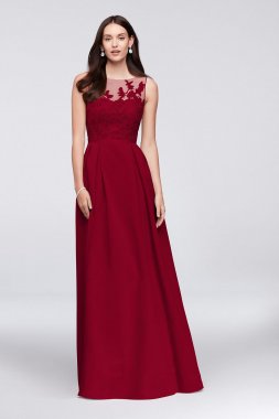 Appliqued Illusion Faille Bridesmaid Dress OC290023