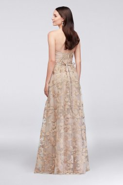 Embroidered Long Strapless Bridesmaid Dress OC290028