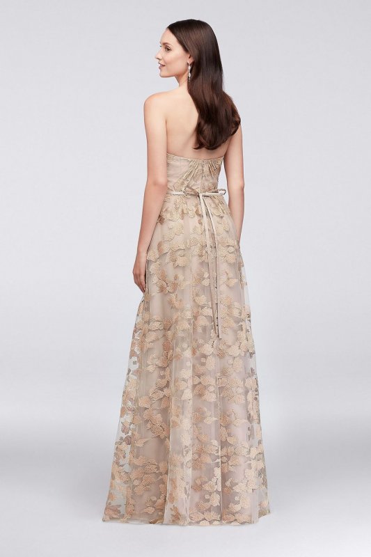 Embroidered Long Strapless Bridesmaid Dress OC290028