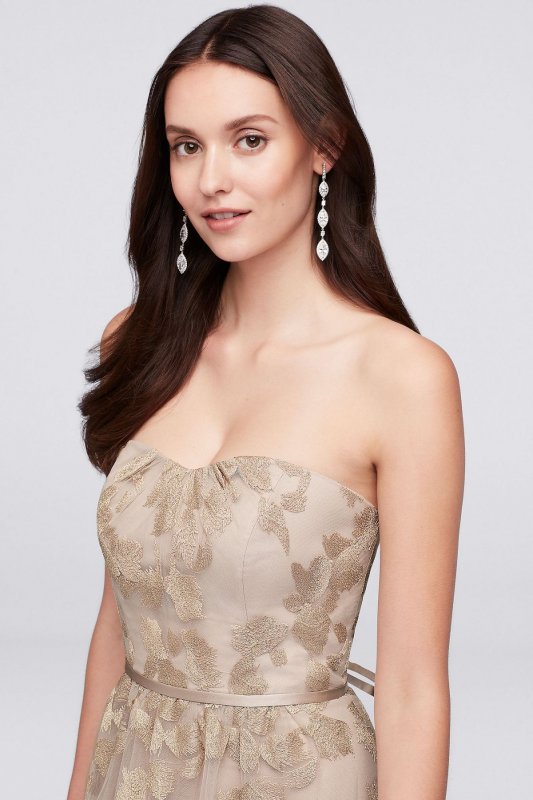Embroidered Long Strapless Bridesmaid Dress OC290028