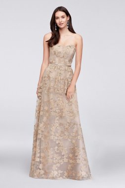 Embroidered Long Strapless Bridesmaid Dress OC290028
