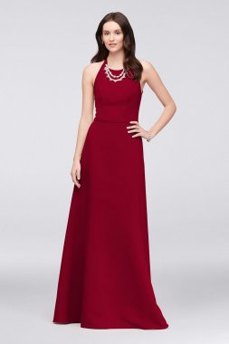 Crystal Necklace Faille A-Line Bridesmaid Dress OC290034