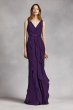 V-Neck Wrapped Bodice Dress with Satin Belt VW360189