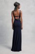 Crepe and Velvet Bridesmaid Dress with Open Back VW360195V