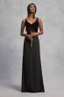 Crepe and Velvet Bridesmaid Dress with Open Back VW360195V