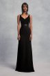 Crepe and Velvet Bridesmaid Dress with Open Back VW360195V