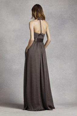V Neck Halter Gown with Sash VW360214