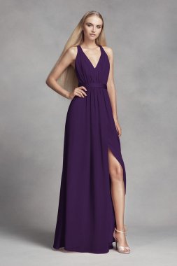 Long Chiffon Dress with Low Crisscross Back VW360310