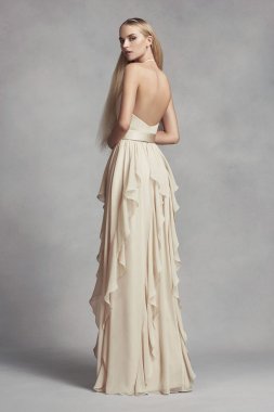 Chiffon Bridesmaid Dress with Cascading Skirt VW360326