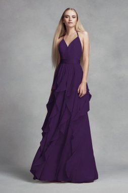 Chiffon Bridesmaid Dress with Cascading Skirt VW360326