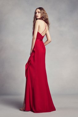 Charmeuse and Chiffon Bridesmaid Dress with Ruffle VW360340
