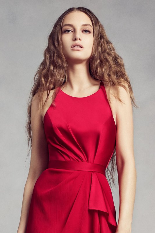 Charmeuse and Chiffon Bridesmaid Dress with Ruffle VW360340