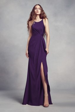Charmeuse and Chiffon Bridesmaid Dress with Ruffle VW360340