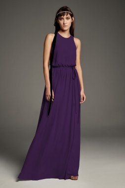 Georgette-Over-Charmeuse Blouson Bridesmaid Dress VW360434