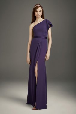 Ruffled One-Shoulder Double Cloth Bridesmaid Dress VW360447