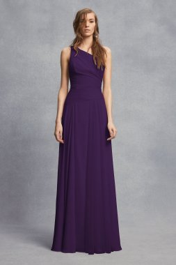 Sheer Strap One-Shoulder Sheath Bridesmaid Dress VW360454