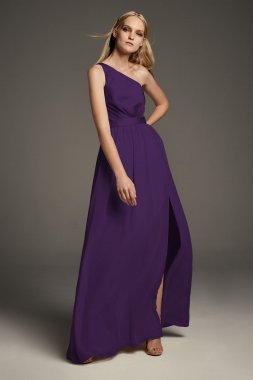 One-Shoulder Charmeuse Chiffon Bridesmaid Dress VW360460