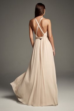 High Neck Crisscross Back Chiffon Bridesmaid Dress VW360461