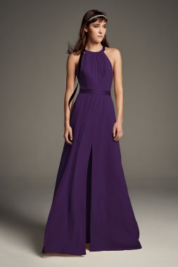 High Neck Crisscross Back Chiffon Bridesmaid Dress VW360461