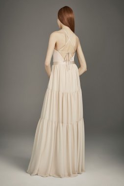 Georgette Bridesmaid Dress with Peasant Skirt VW360488