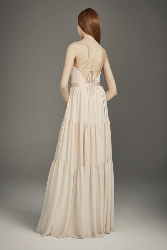 Georgette Bridesmaid Dress with Peasant Skirt VW360488