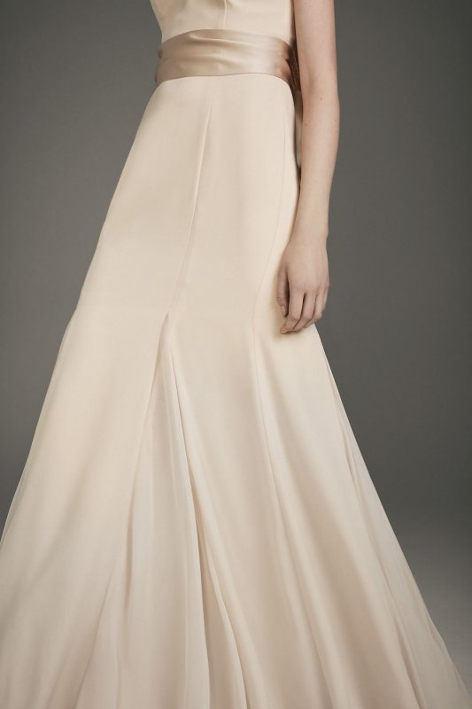V-Neck Crepe Mermaid Bridesmaid Dress VW360489