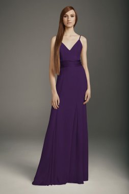 V-Neck Crepe Mermaid Bridesmaid Dress VW360489