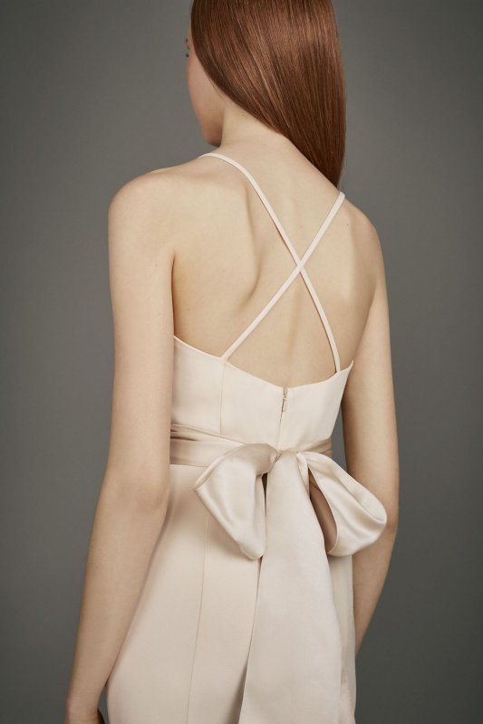 Square Neck Crepe Mermaid Bridesmaid Dress VW360491