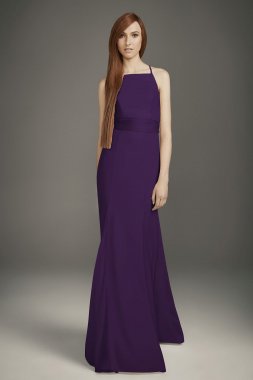 Square Neck Crepe Mermaid Bridesmaid Dress VW360491