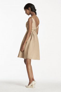 Short Satin Bridesmaid Dress with Tank Straps W10837