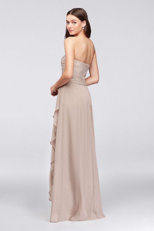 Strapless Crinkle Chiffon Dress with Cascade Skirt W10840