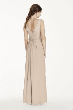 Long Illusion Tank Crinkle Chiffon Dress W10841