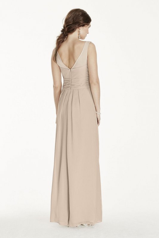 Long Illusion Tank Crinkle Chiffon Dress W10841