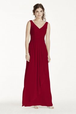 Long Illusion Tank Crinkle Chiffon Dress W10841
