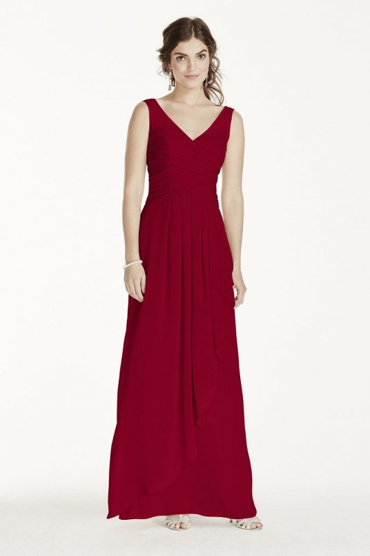 Long Illusion Tank Crinkle Chiffon Dress W10841