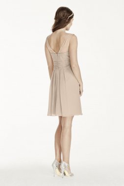 Short Illusion Tank Dress with Cascade Skirt W10844