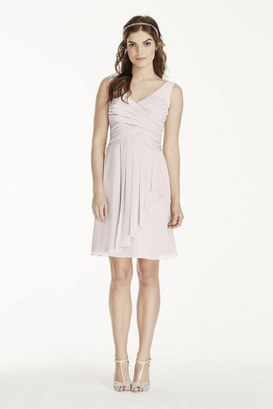 Short Illusion Tank Dress with Cascade Skirt W10844