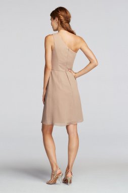 Short One Shoulder Crinkle Chiffon Dress W10941