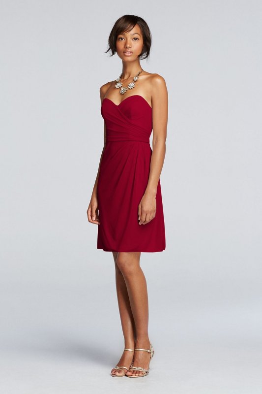 Short Strapless Mesh Dress with Sweetheart Neck W10953